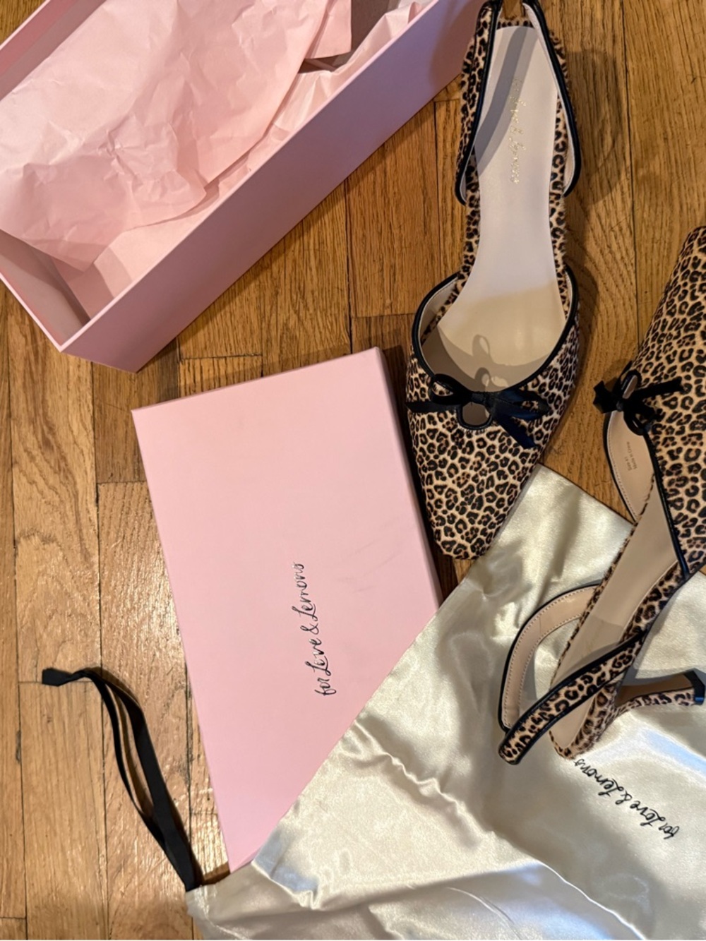 For Love & Lemons Leopard-Print Pointed Slingback Flats - Tan/Black - Picture 2 of 7
